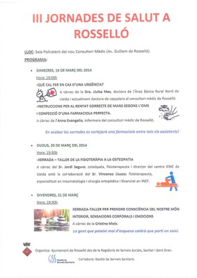 III Jornades de Salut a Rosselló